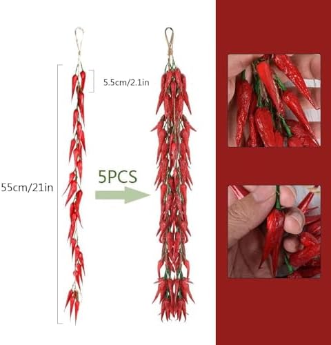 5 Pack Artificial Hot Chili Peppers for Home Decor