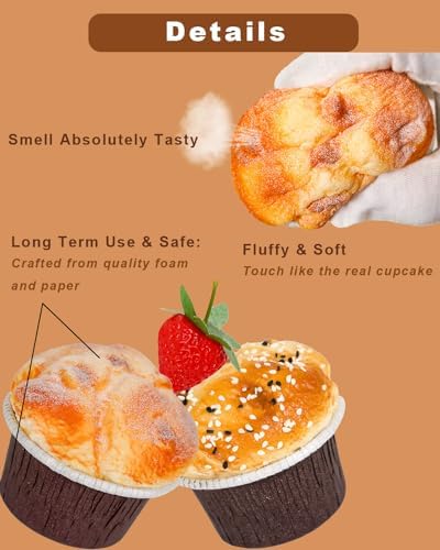Vensovo 6 Pack Fake Cupcakes with Strawberries