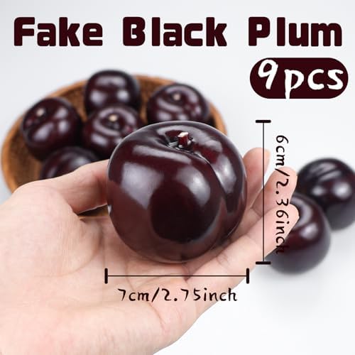 Lorigun 9pcs Artificial Black Plum Photography Props