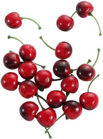 Lifelike Artificial Cherries Red and Red-Black 20pcs