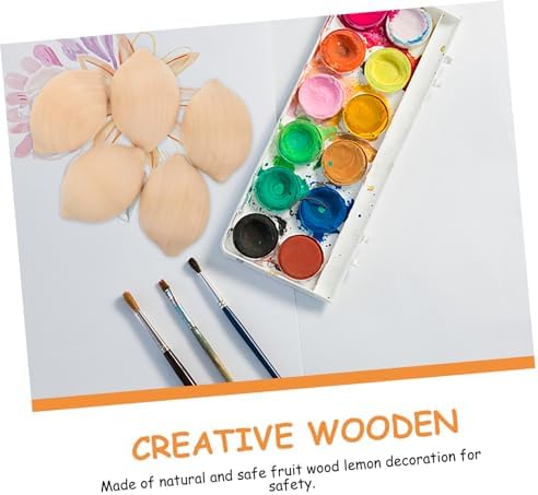 5Pcs Unfinished Wooden Lemon Painting Decor for DIY Crafts