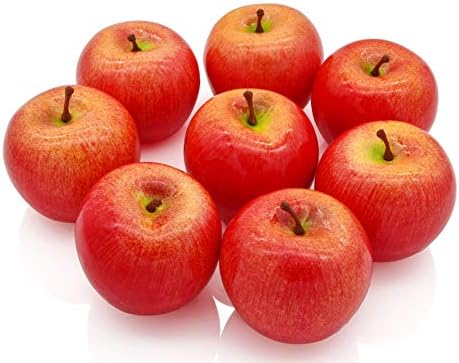 JEDFORE Realistic Artificial Red Apples Set 8Pcs Decoration