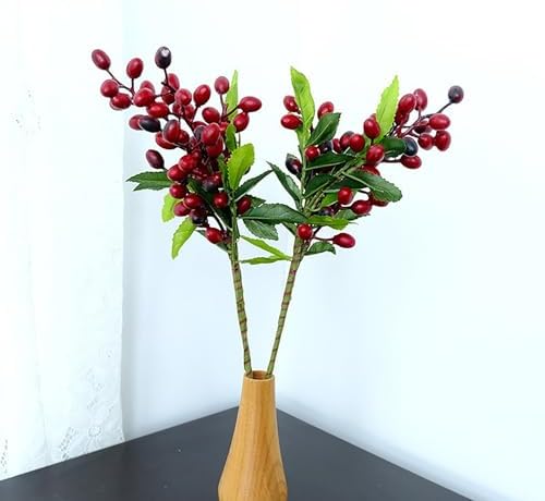 BestAlice 4 Pcs Artificial Red Berries with Stems