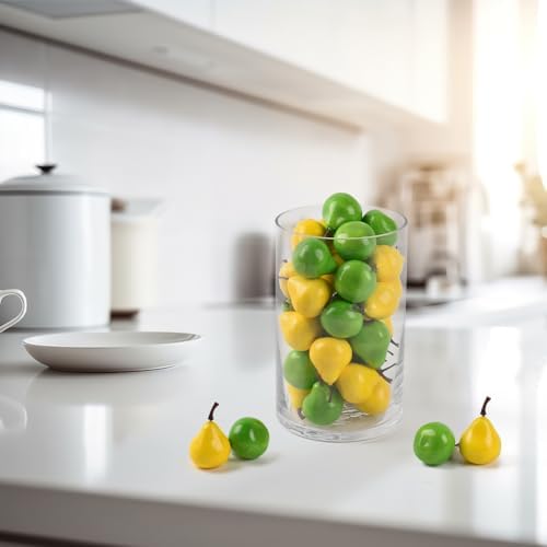 Artificial Mini Pears 40PCS Yellow Green Realistic Decoration