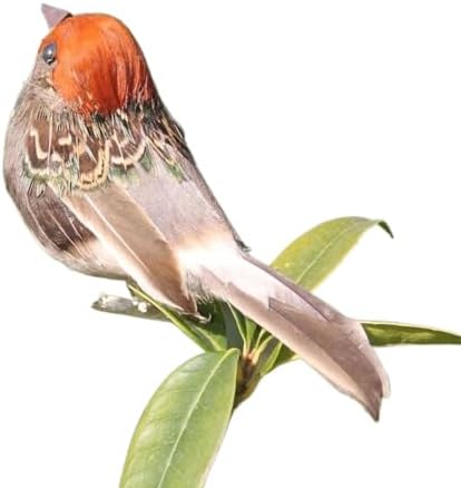 Pokinge 4Pcs Artificial Feather Sparrow Decor