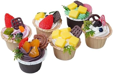 Keebgyy 6PCS Fake Cupcake Model for Display Kitchen Decoration