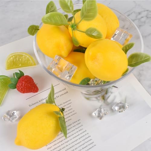Artificial Lemons with Leaves 12 Pcs Decor