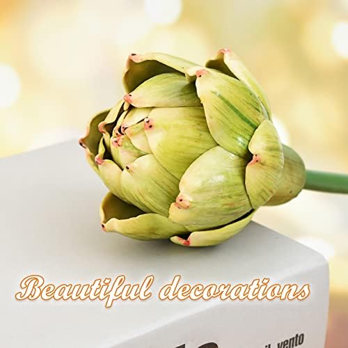 Artificial Artichokes with Stems 2Pcs for Home Decor