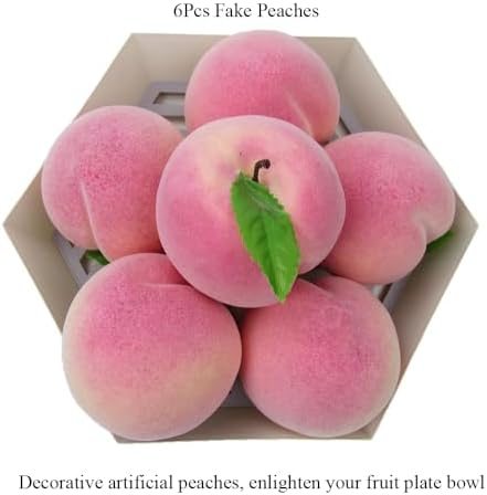 6pcs Realistic Artificial Peaches 32 Inch Decor Fruits