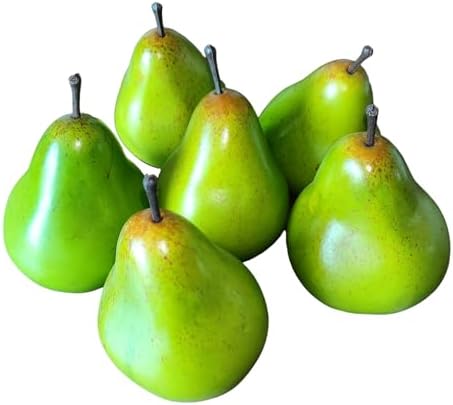 Lovmeety 6pcs Realistic Green Pears Photo Props