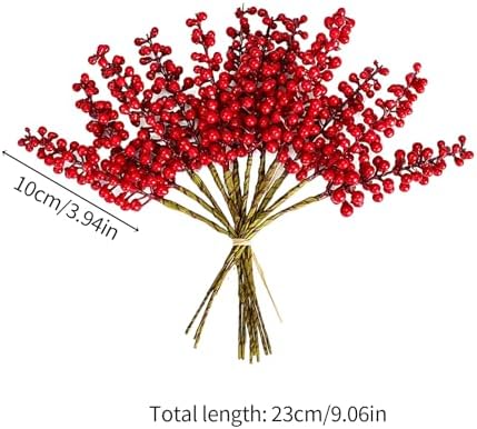 12Pcs Artificial Holly Berries 9in Fall and Christmas Decor Stems