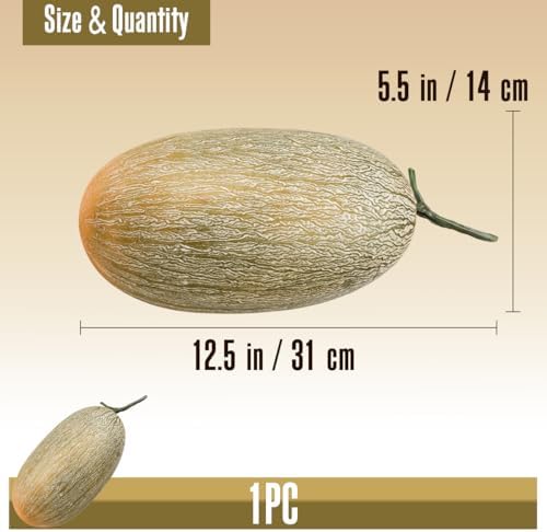 Folmywy Realistic Fake Cantaloupe 12 Inch Decoration