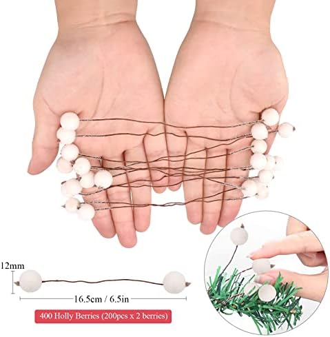 Christmas Foam Frost Berries Garland Decor White