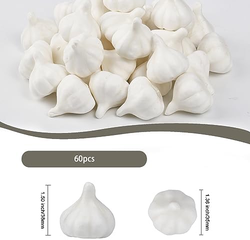 CHGCRAFT 60Pcs Foam Artificial Garlic Models White
