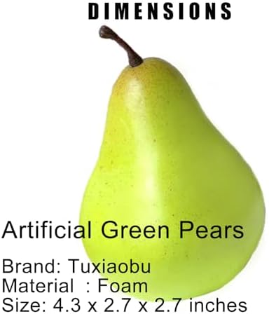 Tuxiaobu Artificial Green Pears 6 Pcs Decor Fruits