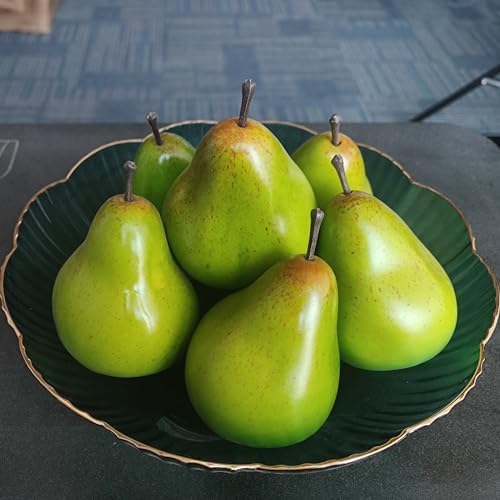Lovmeety 6pcs Realistic Green Pears Photo Props
