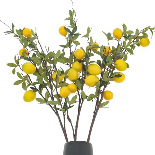Woration 374 Inch Artificial Lemon Branches 3pcs