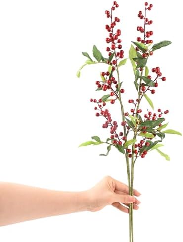 HUIANER Artificial Redberries 2pcs with Stems 275 Inch Lifelike Decor