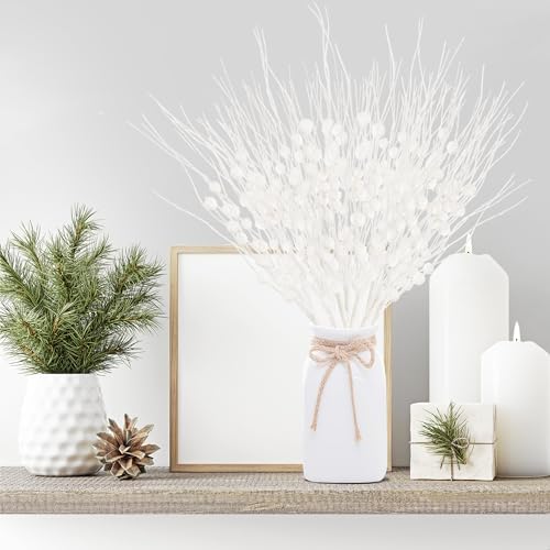 24 Pack Artificial Glitter Berry Stem Ornaments 17 Inches