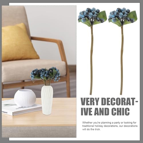 VOSAREA Blue Artificial Berry Branches for Christmas Decor