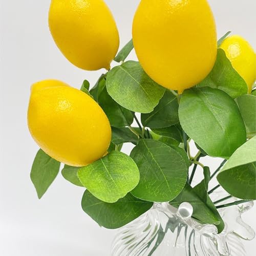 2 Pack Artificial Lemon Branches with 5 Faux Lemons