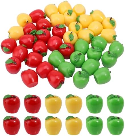 CHGCRAFT 60Pcs 3Colors Mini Artificial Resin Apples