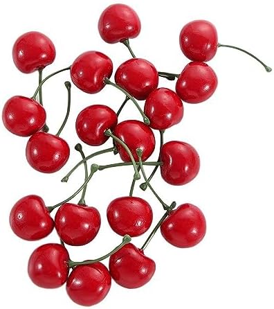 Lifelike Artificial Cherries Red and Red-Black 20pcs
