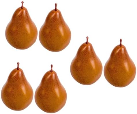 6pcs Faux Pears Decorations Lifelike Artificial Fruit Models for Home Kitchen Office and Restaurant