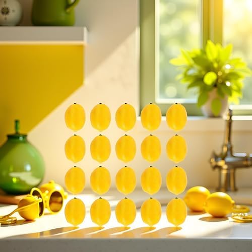 20Pcs Yellow Lemon Mini Fake Lemon Decorative Fruit