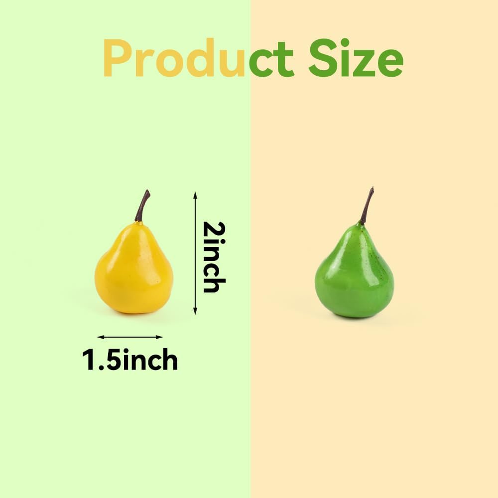 Artificial Mini Pears 40PCS Yellow Green Realistic Decoration