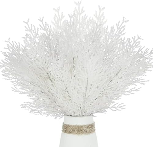 20Pcs Glitter Artificial Pine Branches 13 Inch Christmas Tree Picks