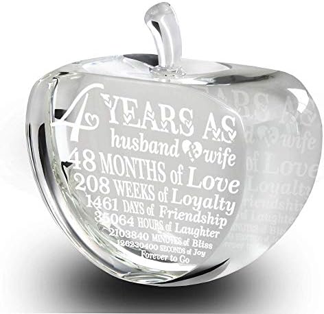 BELLA BUSTA 4 Years Anniversary Engraved Crystal Apple