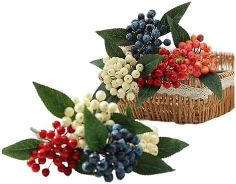 Orynosiy Artificial Blueberries with Stems 4-Pack 25CM Decor Model
