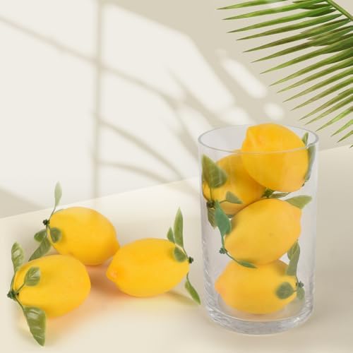 Artificial Lemons with Leaves 12 Pcs Decor