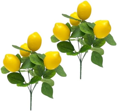 2 Pack Artificial Lemon Branches with 5 Faux Lemons