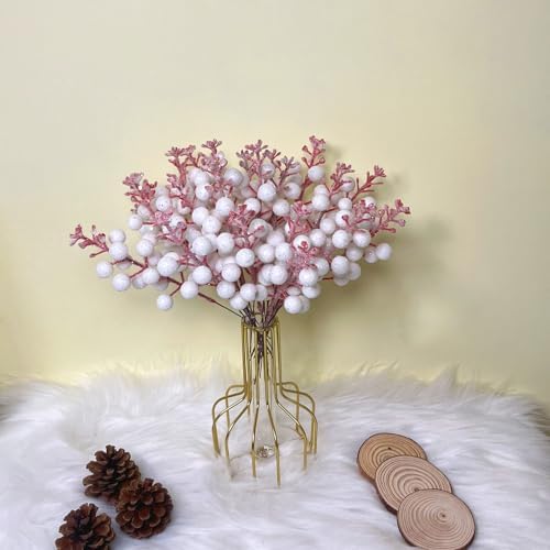 24 Pack Glitter Berry Stems for Christmas Decor
