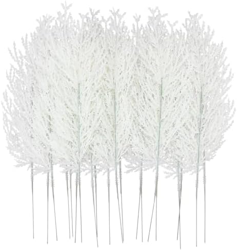 20Pcs Glitter Artificial Pine Branches 13 Inch Christmas Tree Picks