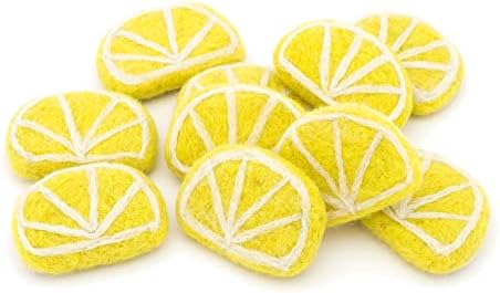 GLACIART ONE Wool Felt Lemon Slices - 10pcs Artificial Decor