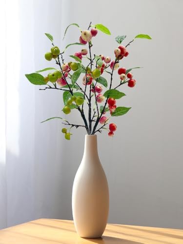 3 Pack Artificial Apples Branches with Green Leaves