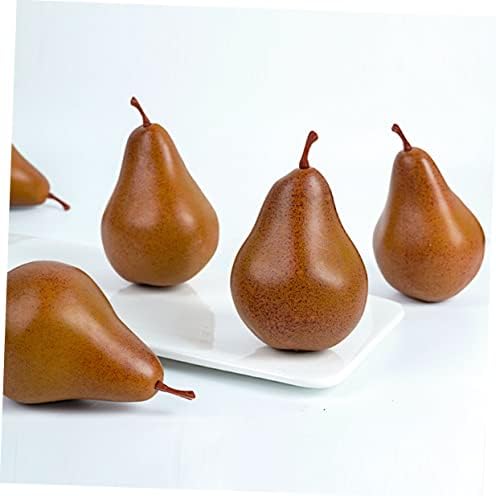 6pcs Faux Pears Decorations Lifelike Artificial Fruit Models for Home Kitchen Office and Restaurant