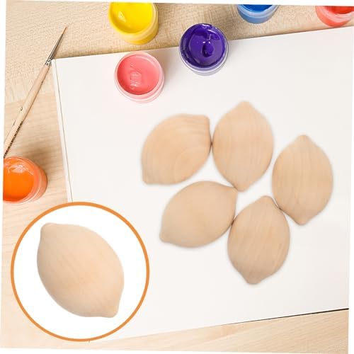 HOMSFOU 5pcs Wooden Lemon Shapes for Art and Craft Projects
