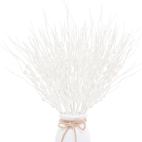 24 Pack Artificial Glitter Berry Stem Ornaments 17 Inches