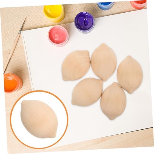 5pcs Unfinished Wooden Lemon Shapes for Painting and Decor