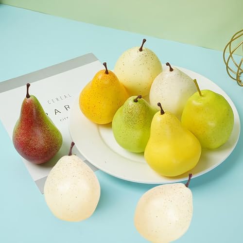 Lovmeety 6Pcs Artificial White Pears Decorative Fruit