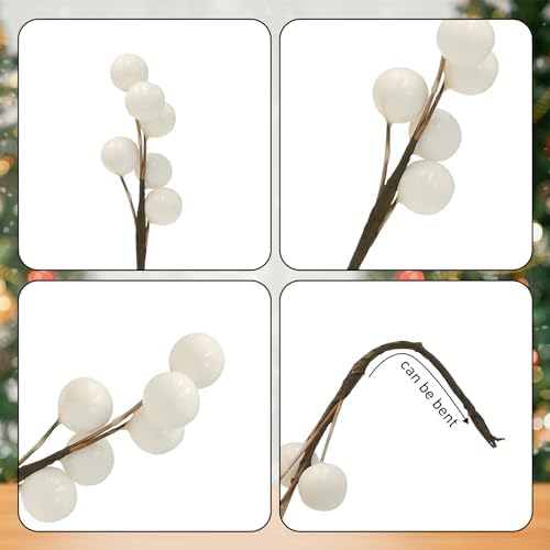 60 Artificial Holly Berries Stems for Christmas Decor
