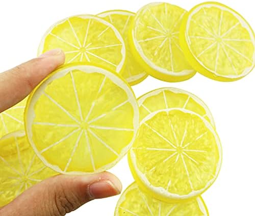 Tegg Artificial Yellow Lemon Slices 12PCS Lifelike Decor