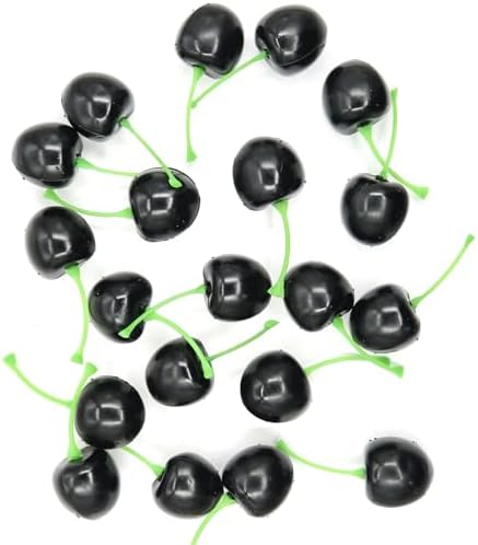 20Pcs Artificial Black Cherry Faux Fruit Decor