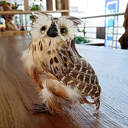 Realistic Artificial Feathered Owl for Home Decor