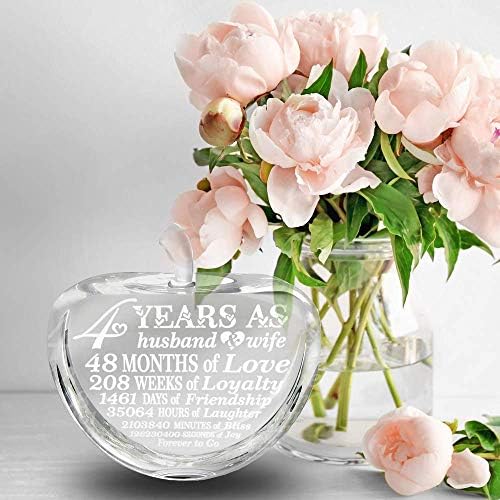 BELLA BUSTA 4 Years Anniversary Engraved Crystal Apple