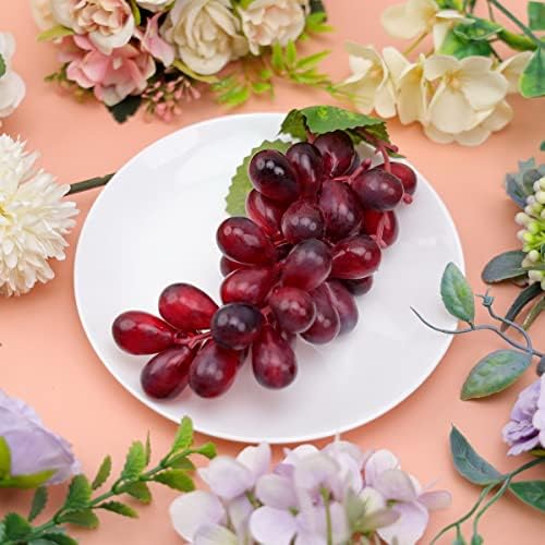 Artificial Grapes Plastic Decor Dark Red Bunches 4-Pack